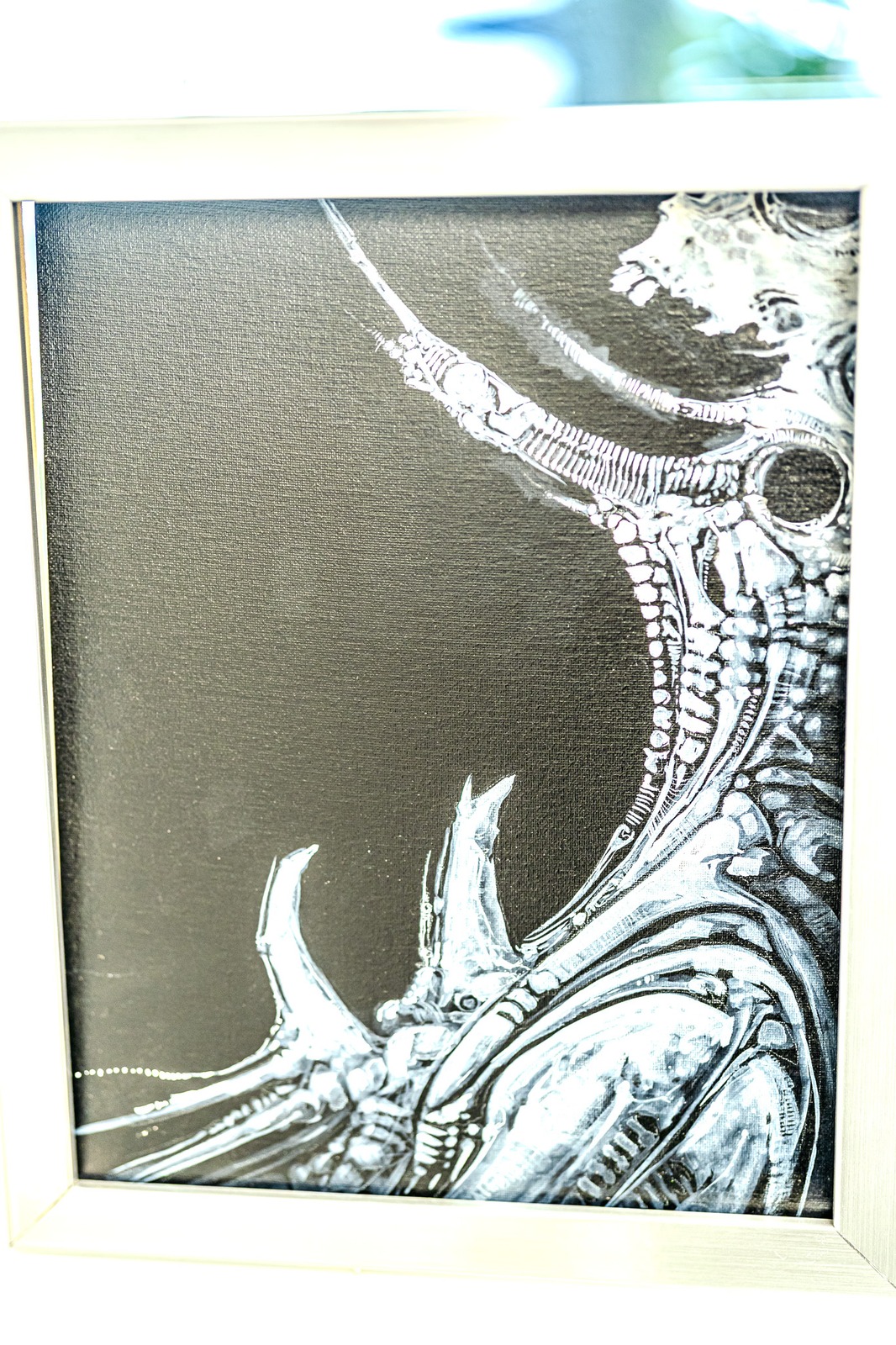 A detailed painting of a creature's head and neck.